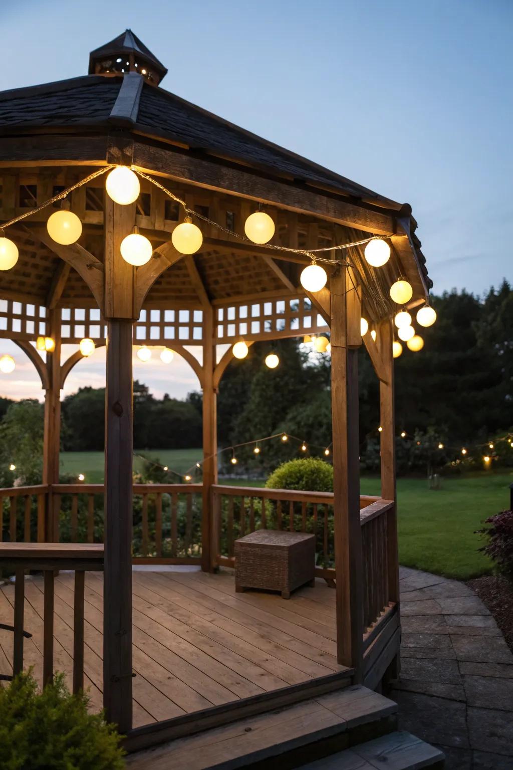 Globe lights creating a balanced and serene atmosphere.