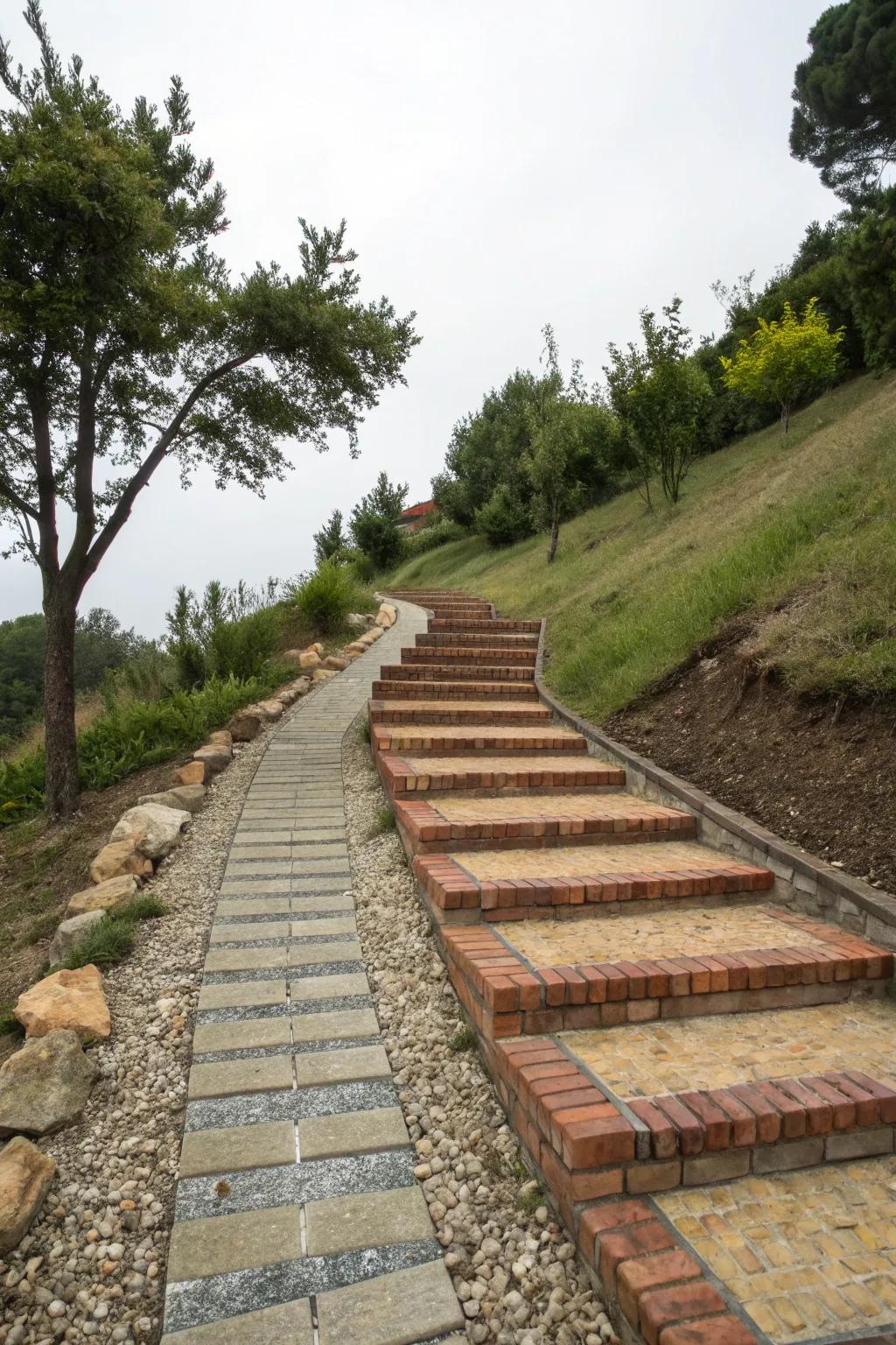 Flagstone and blocks offer stability and visual interest.