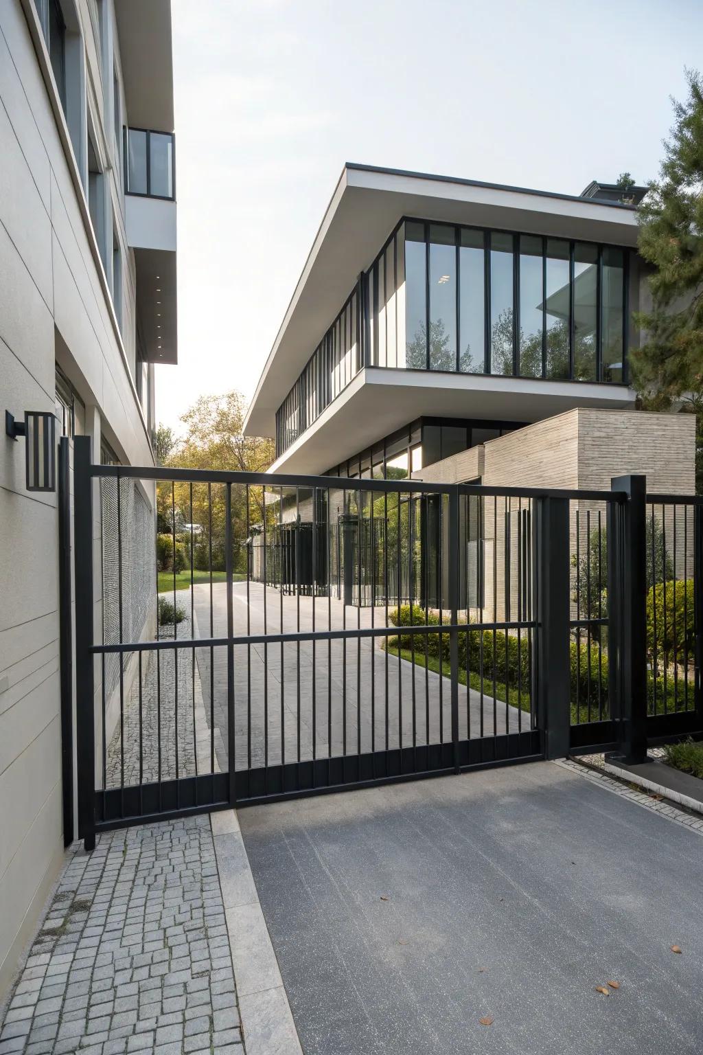 Cantilever gates offer a floating illusion.