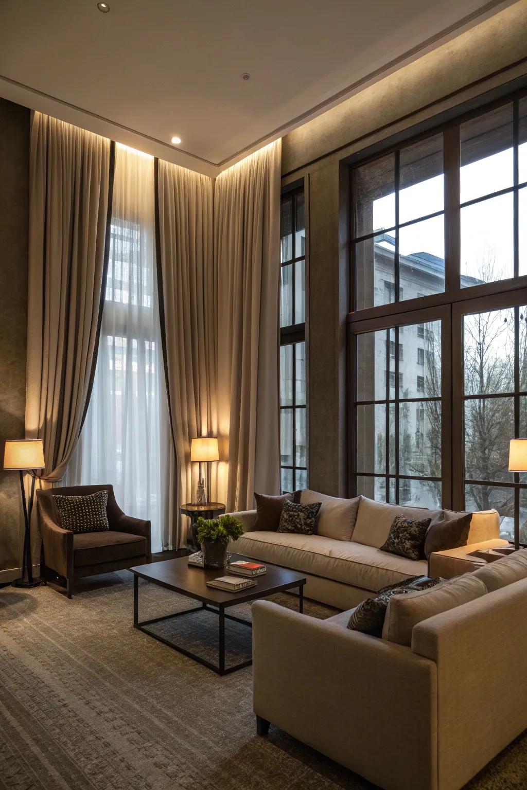 With blackout drapes, you can enjoy privacy and light control.