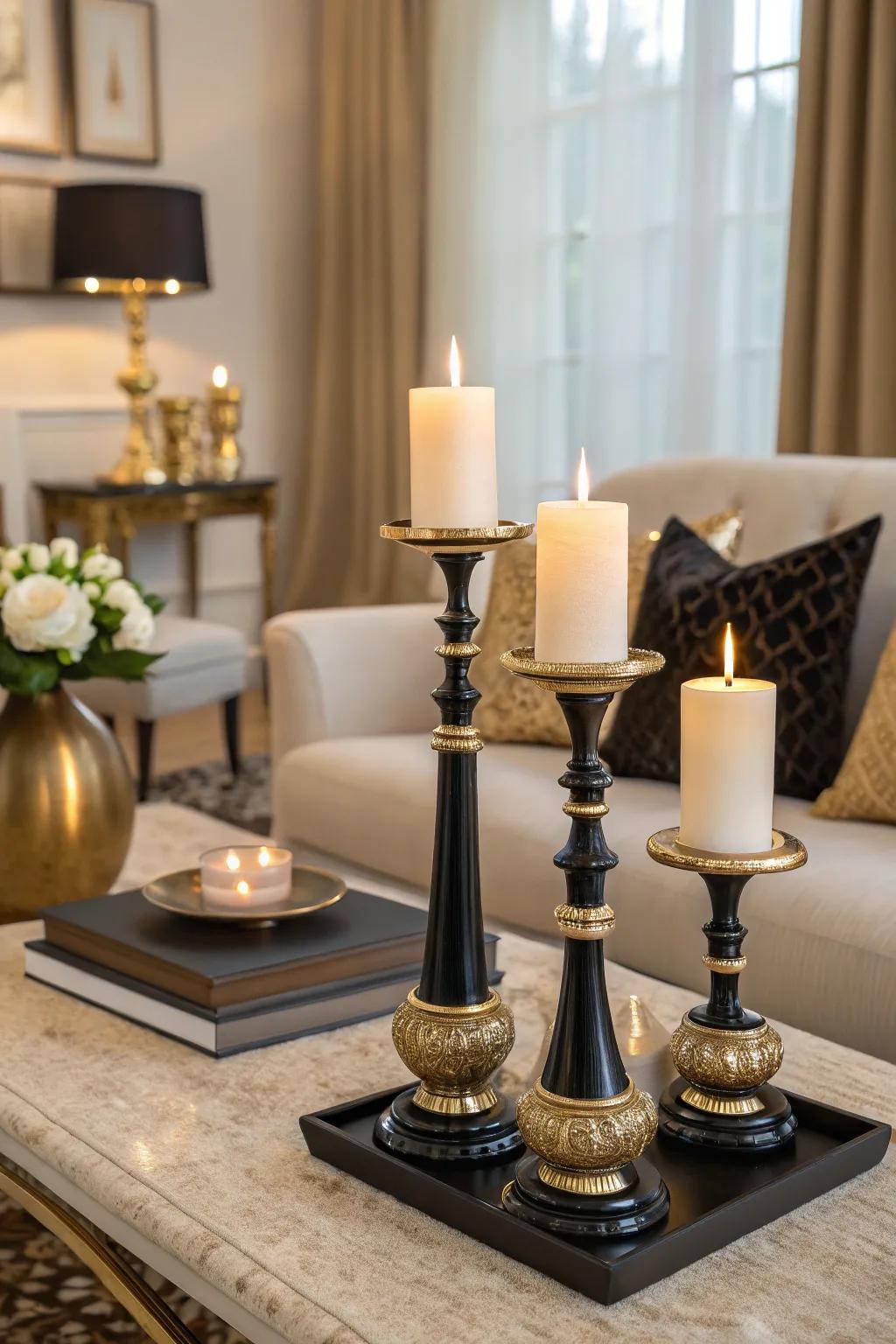 Elegant candles creating a cozy atmosphere.