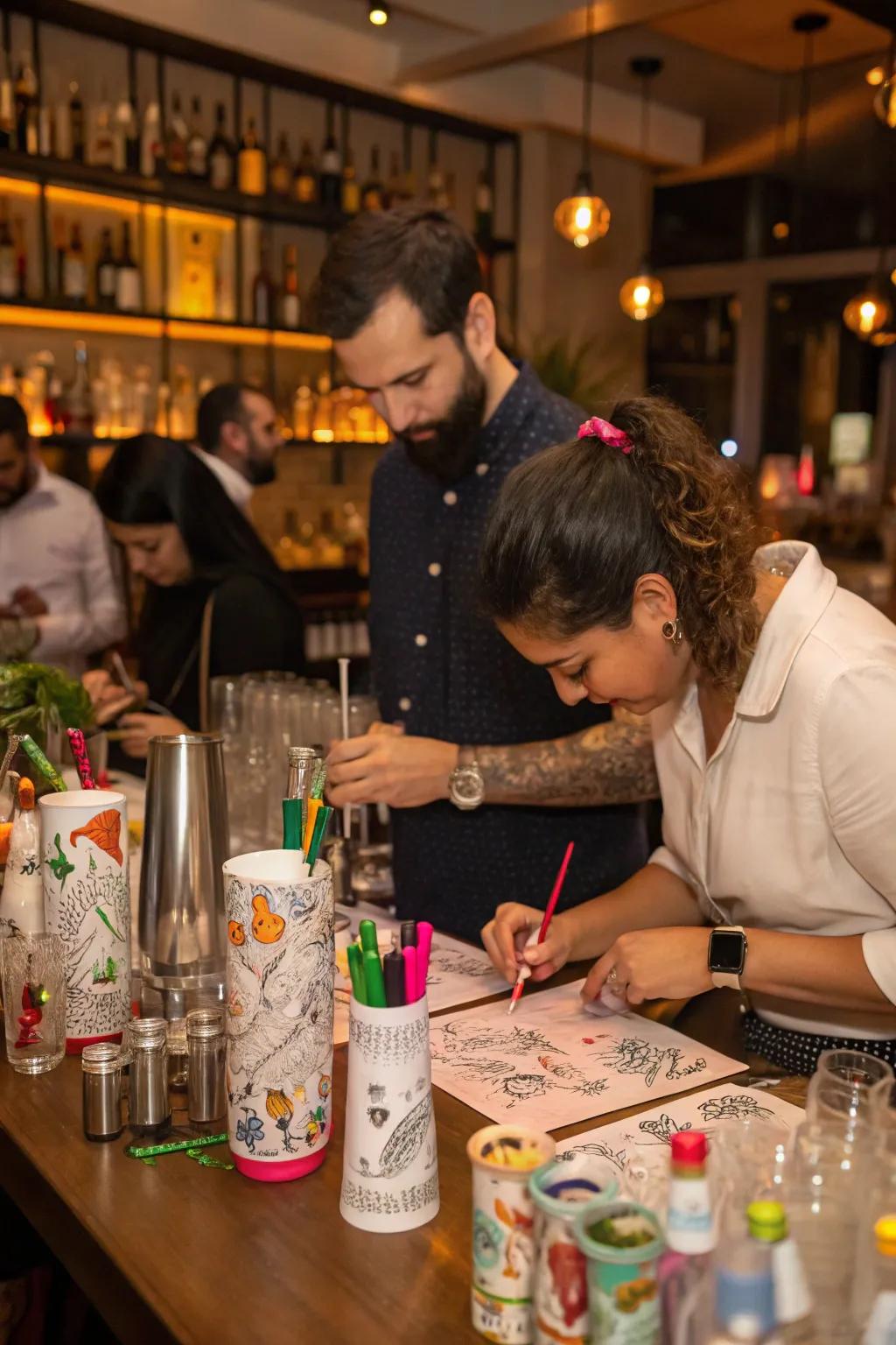 Personalized barware adds a playful and personal element to the celebration.