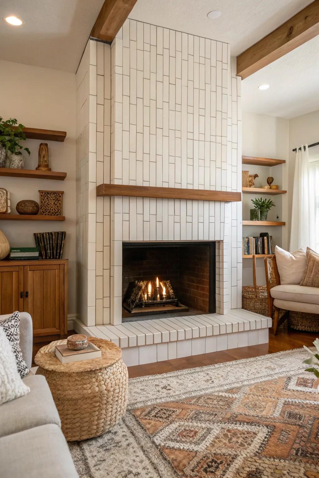 Vertical stacking of strip tiles adds peak and elegance.