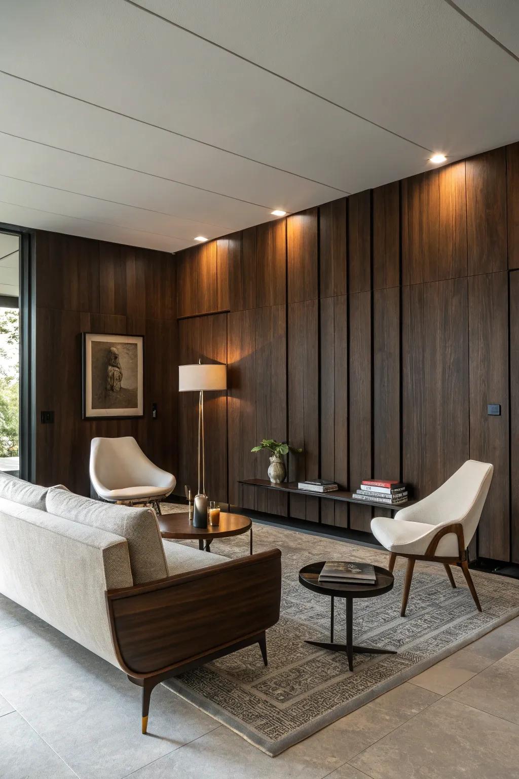 Enjoy mid-century modern using deep woods.
