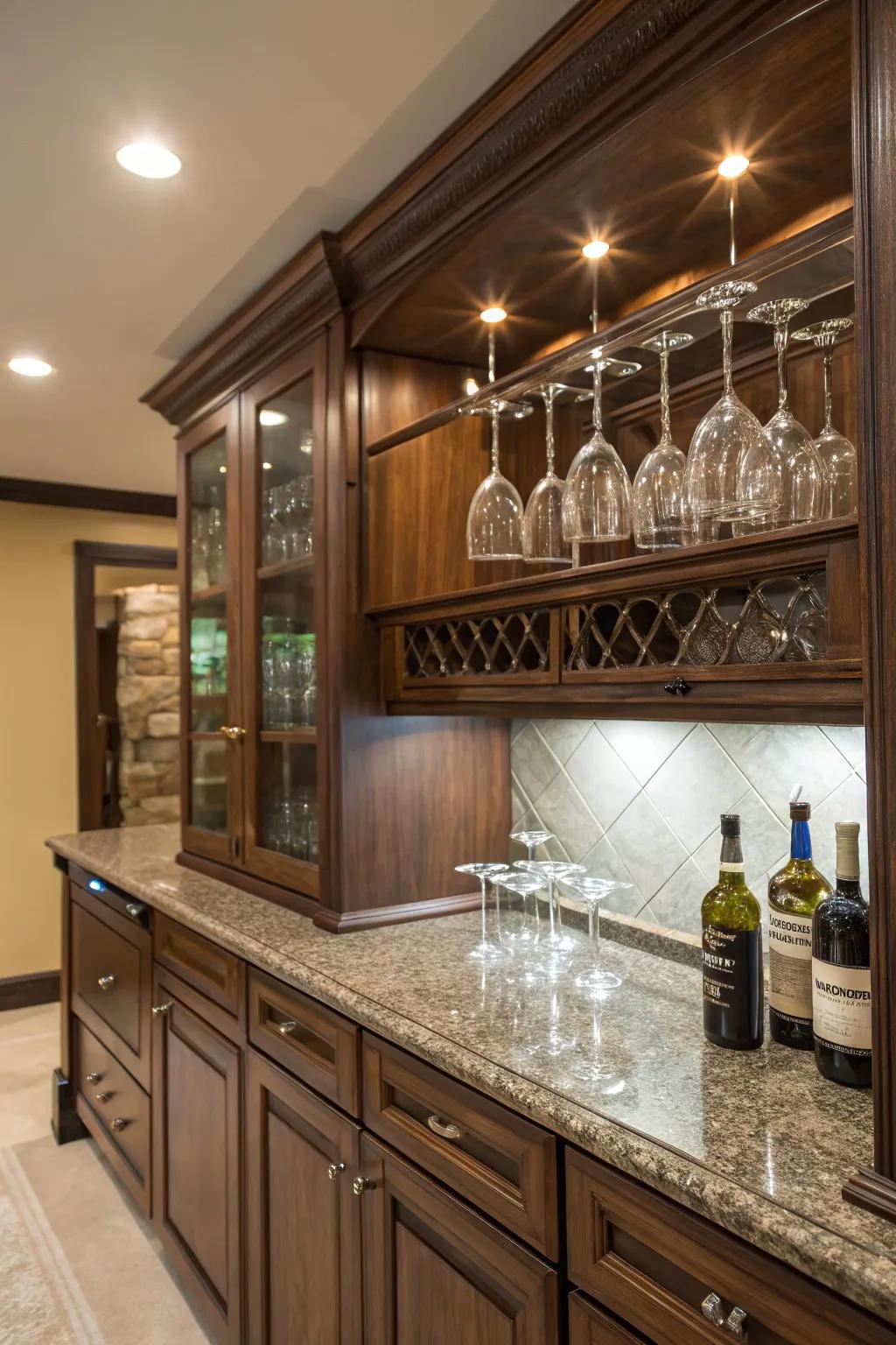 Organize in style with a wine glass rack.