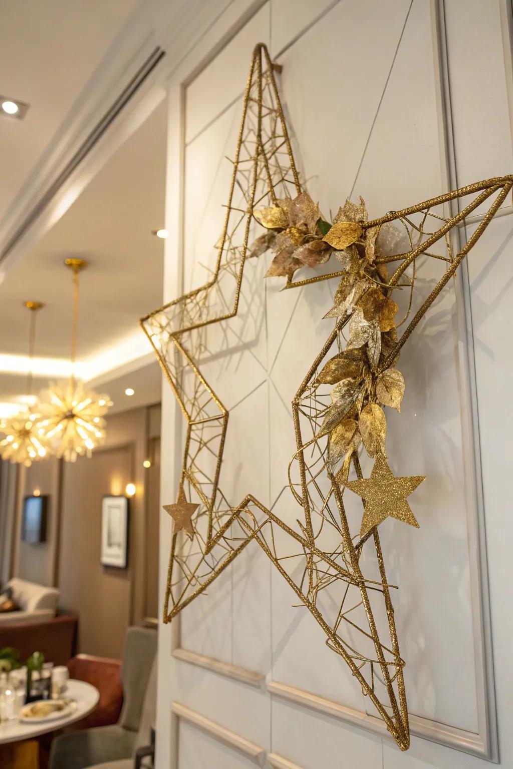 Add a touch of glam with a gold star wreath.