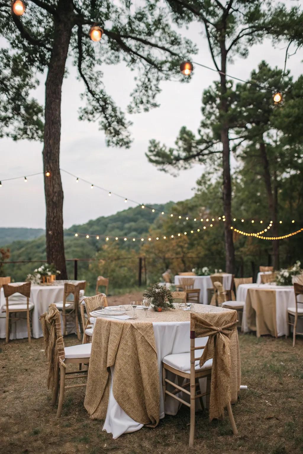 Enhance your decor using rough fabric and string accents.