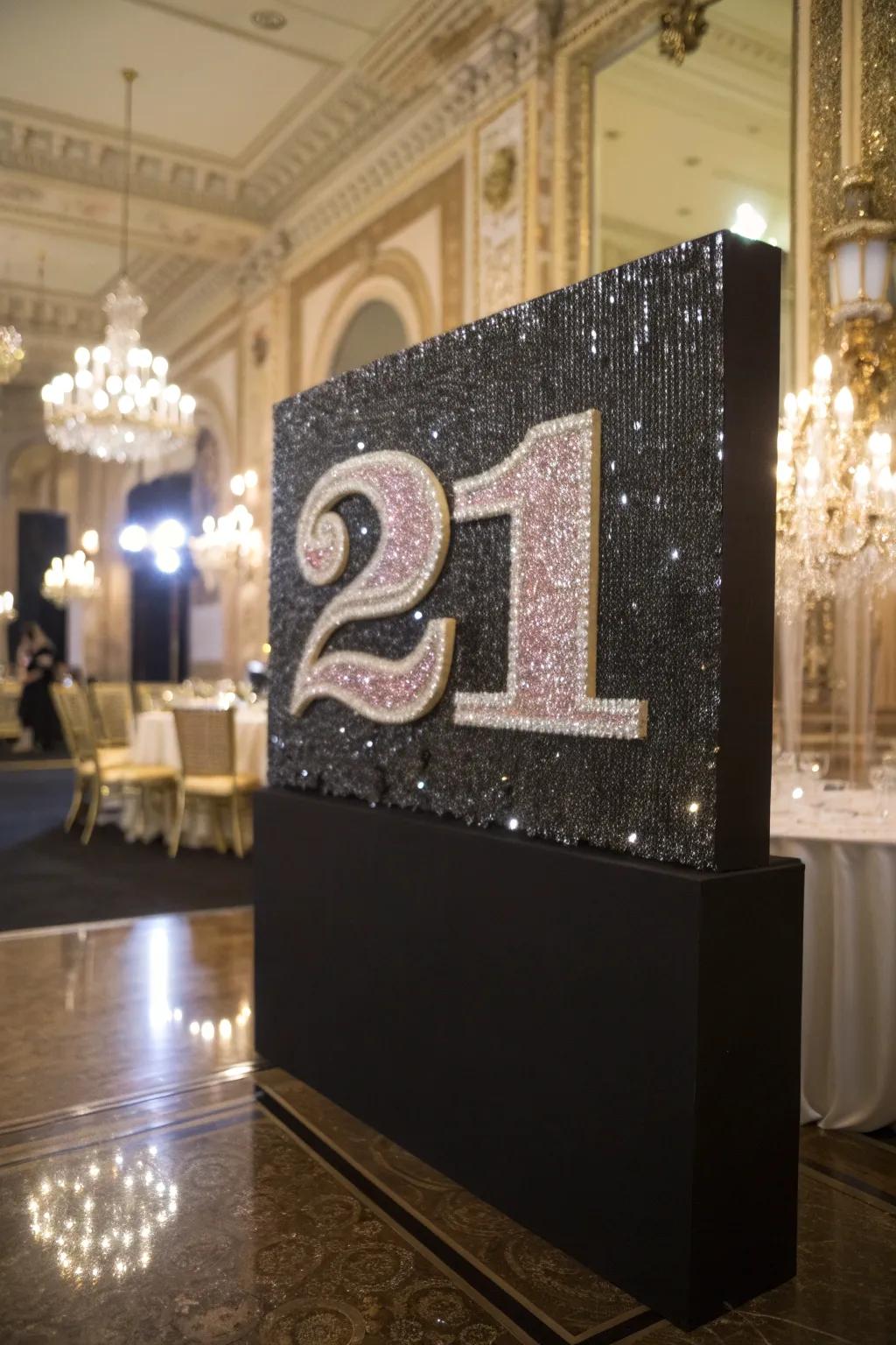 Sequins and glitter create a dazzling party atmosphere.