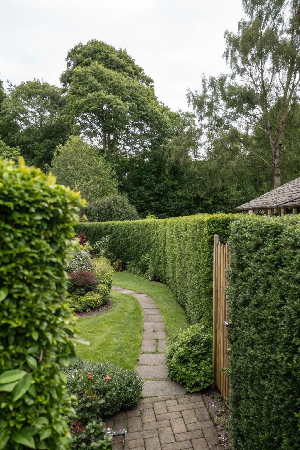 Elegant green walls providing a timeless privacy solution.