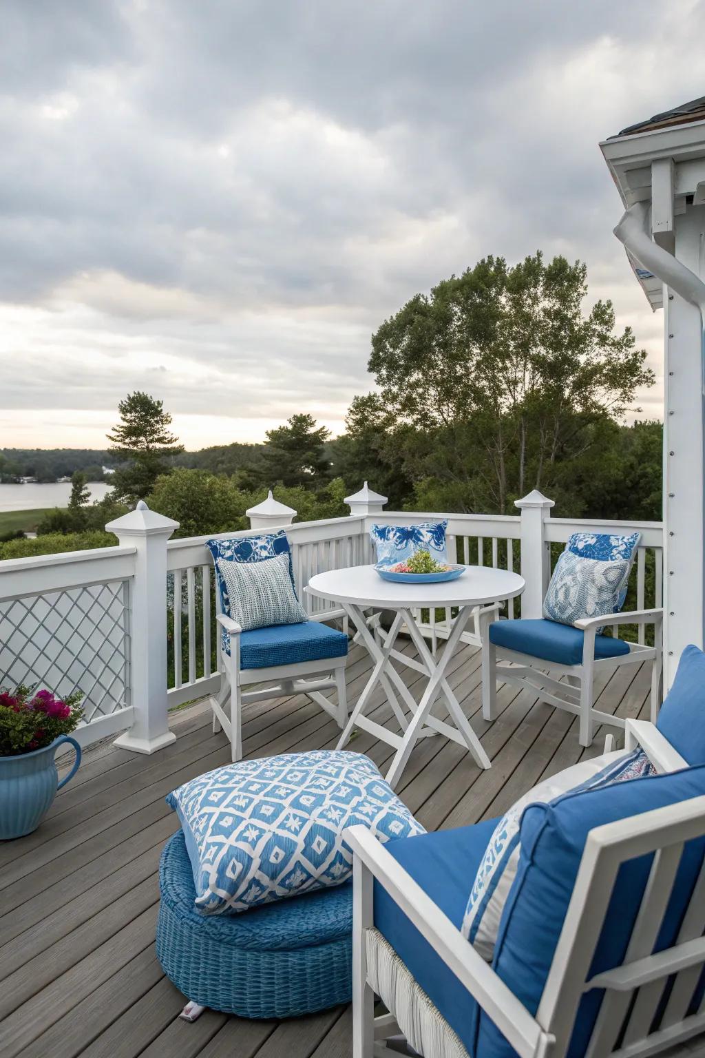 Color coordination establishes a cohesive and appealing deck design.