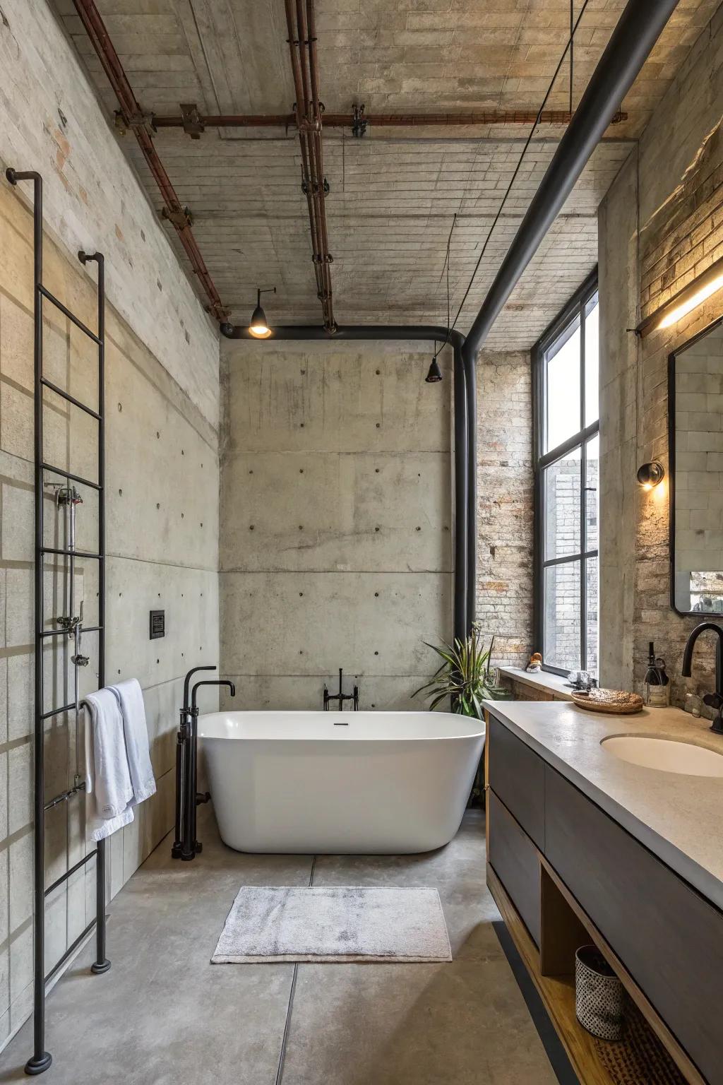 Mineral partitions append an urban edge to your bathroom.