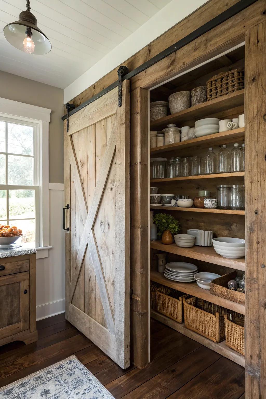 A sliding barn door delivers both design and utility.