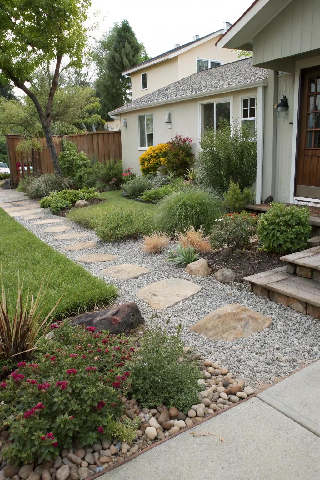 Gravel offers a stylish and low-maintenance alternative to grass.