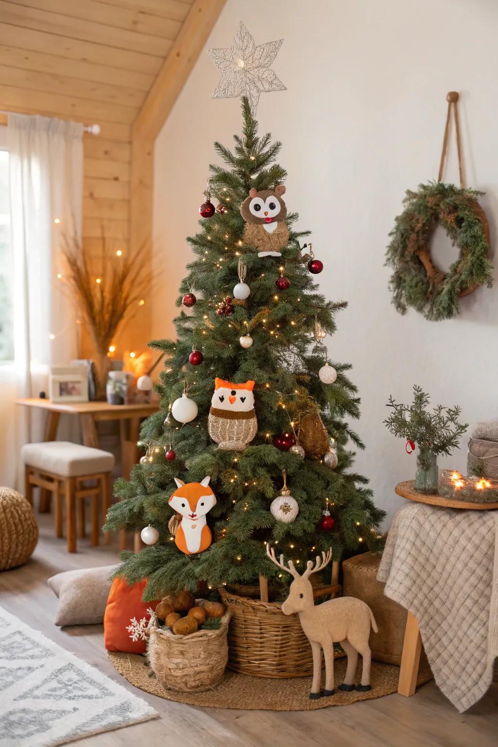 Woodland beings infuse playful charm into your Christmas tree.