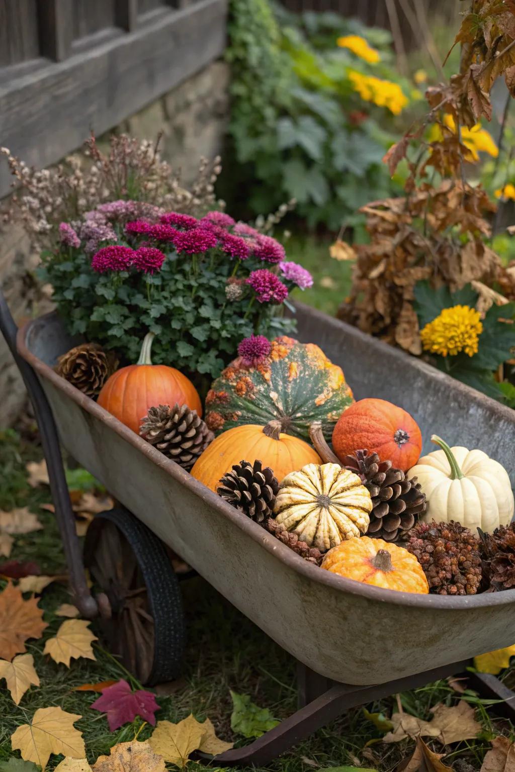 A harvest-inspired wheelbarrow perfect for the festive season.