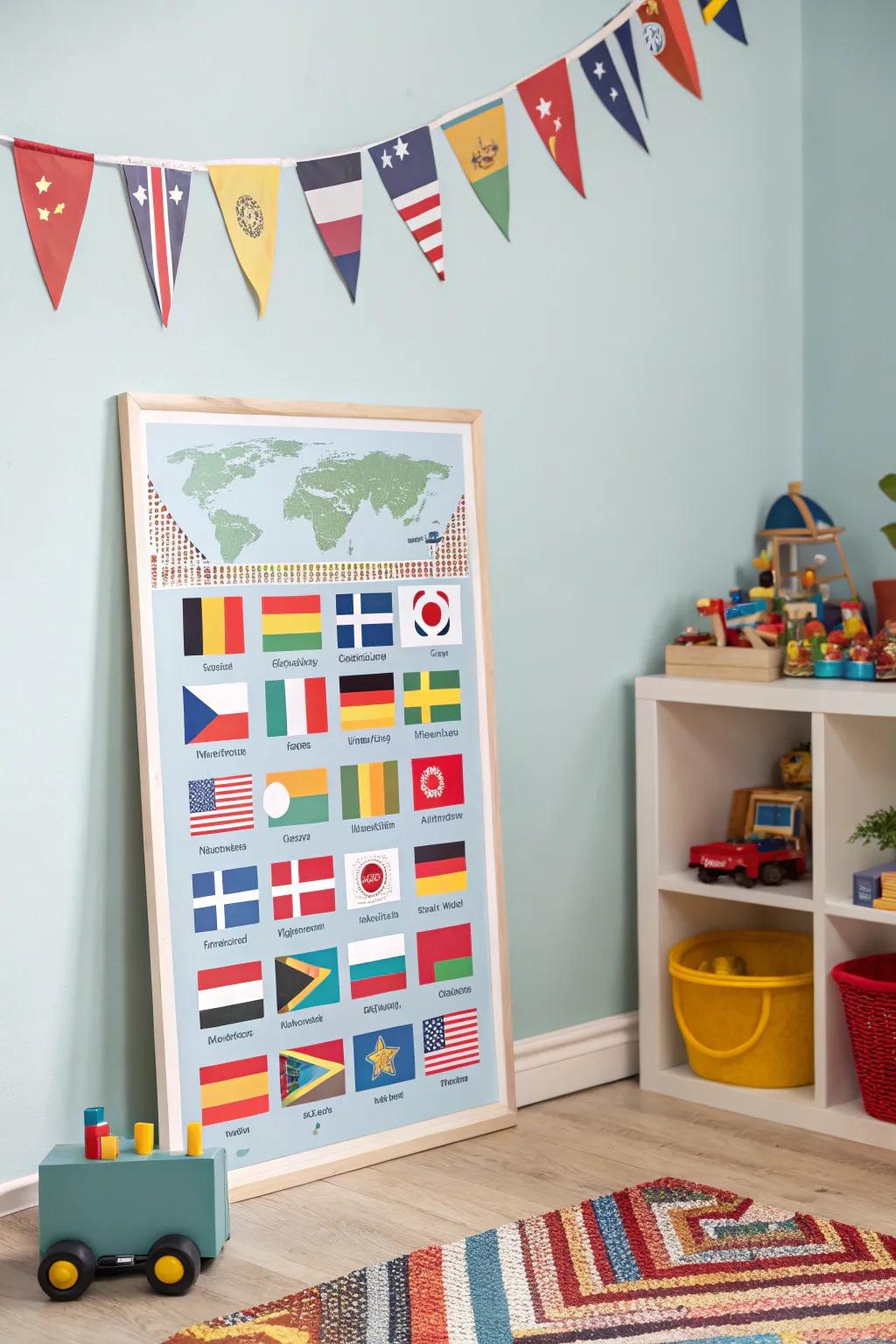 Global banners add color and intrigue to spaces.