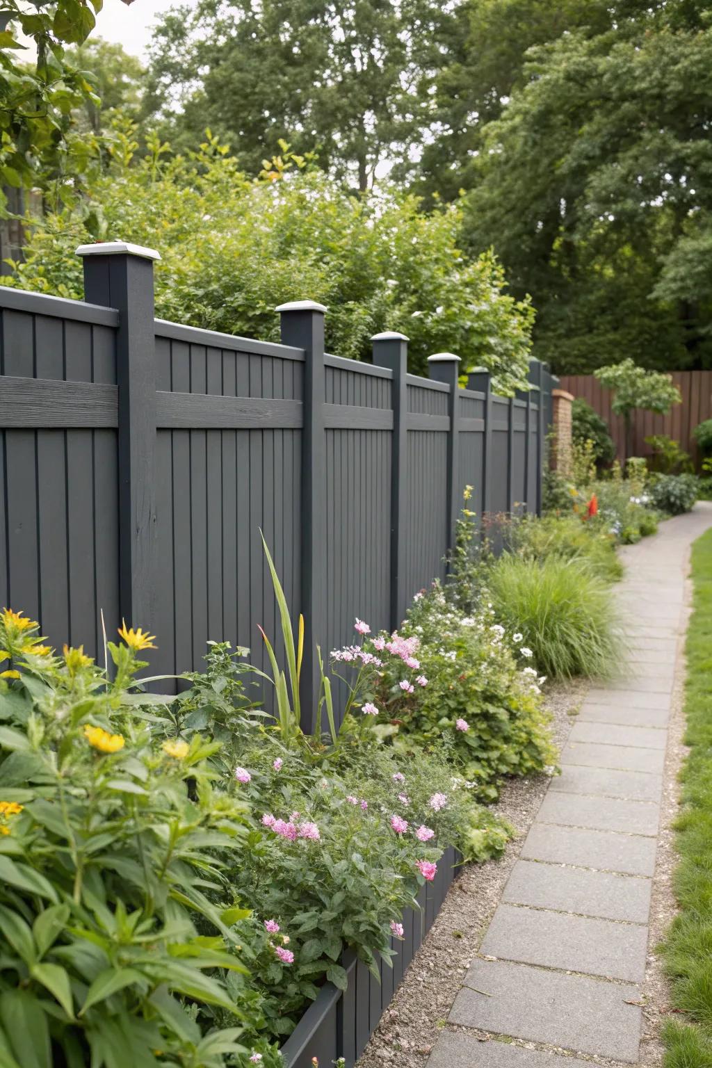 A sustainable deep charcoal barrier made from eco-friendly recycled materials.