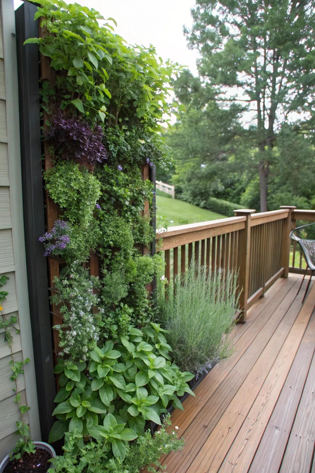 Create privacy with a living herb wall.