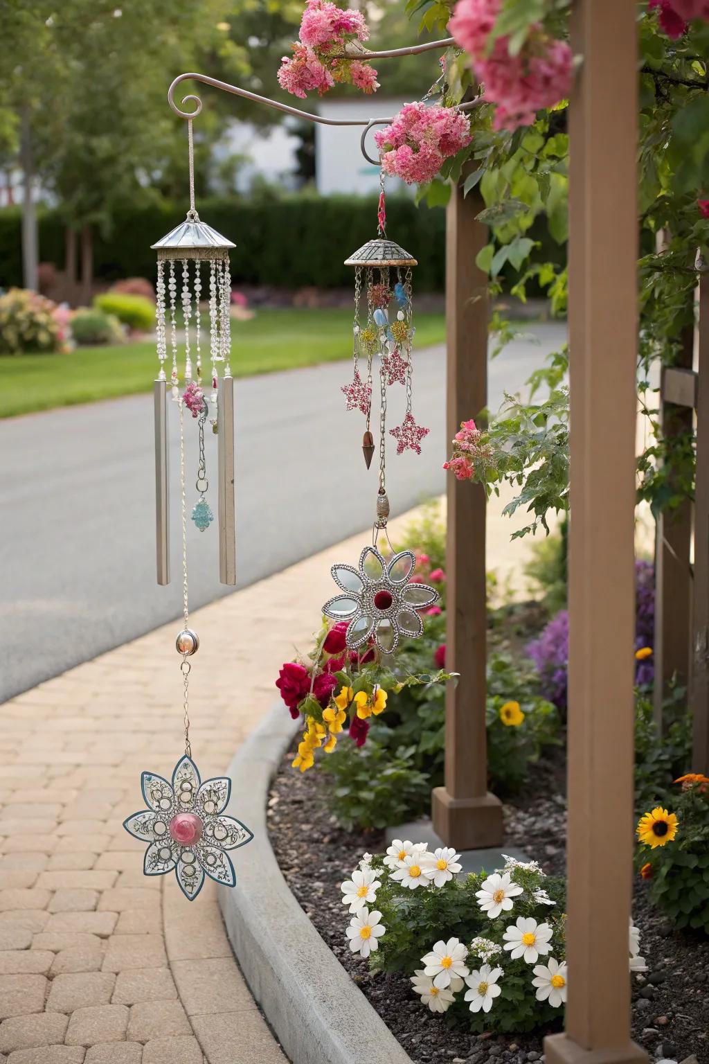 Wind chimes add a whimsical and musical element to your driveway.