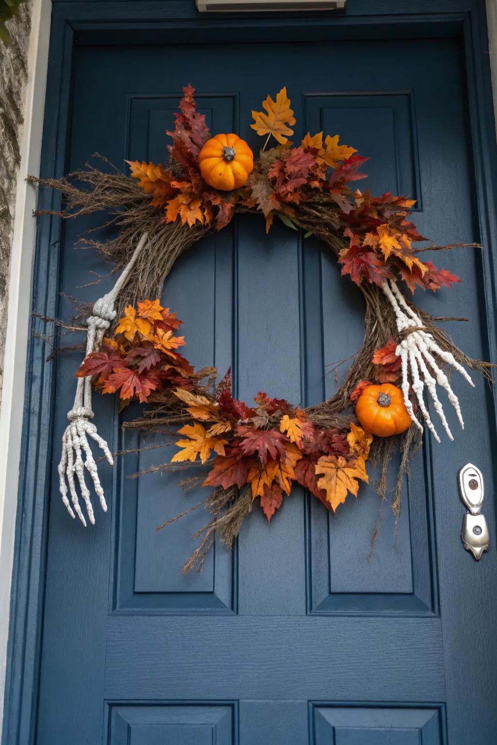 A skeleton hand ring conjures an eerie Halloween atmosphere.