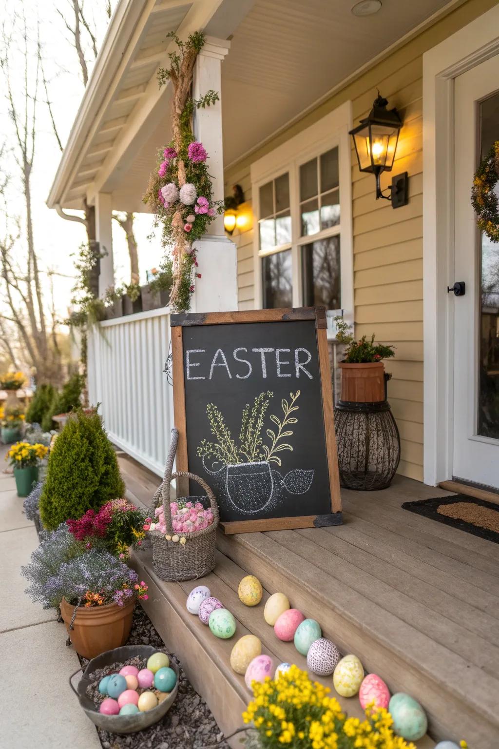 Chalkboard signs add a personal Easter touch.