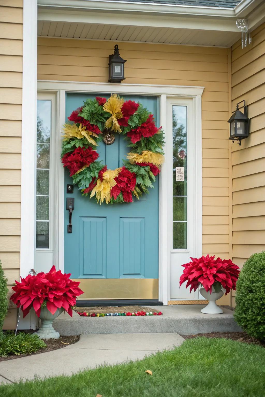 Welcome guests with an inviting paper wreath.