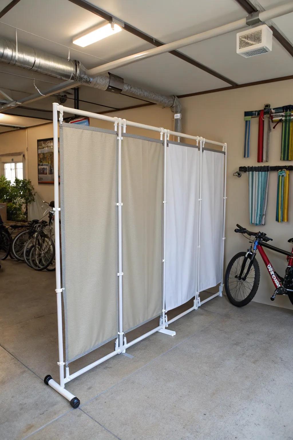 PVC tubing and fabric sections offer a versatile DIY solution.