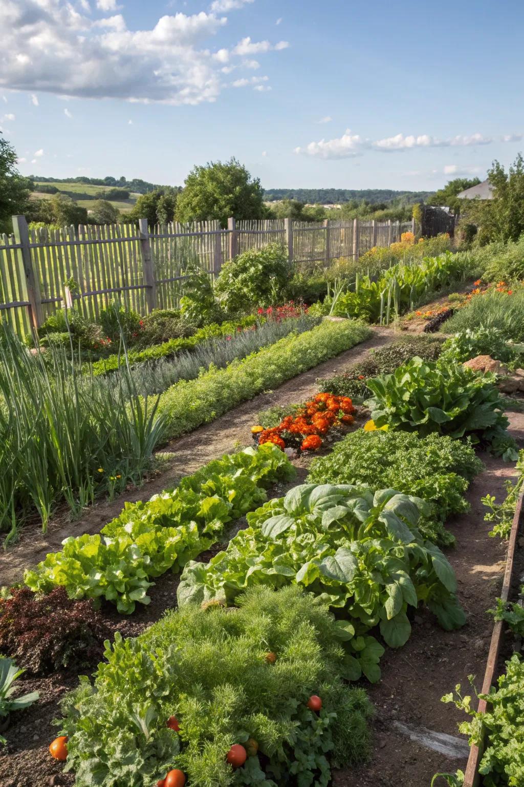 A harmonious blend of aesthetics and utility achieved through edible landscaping.