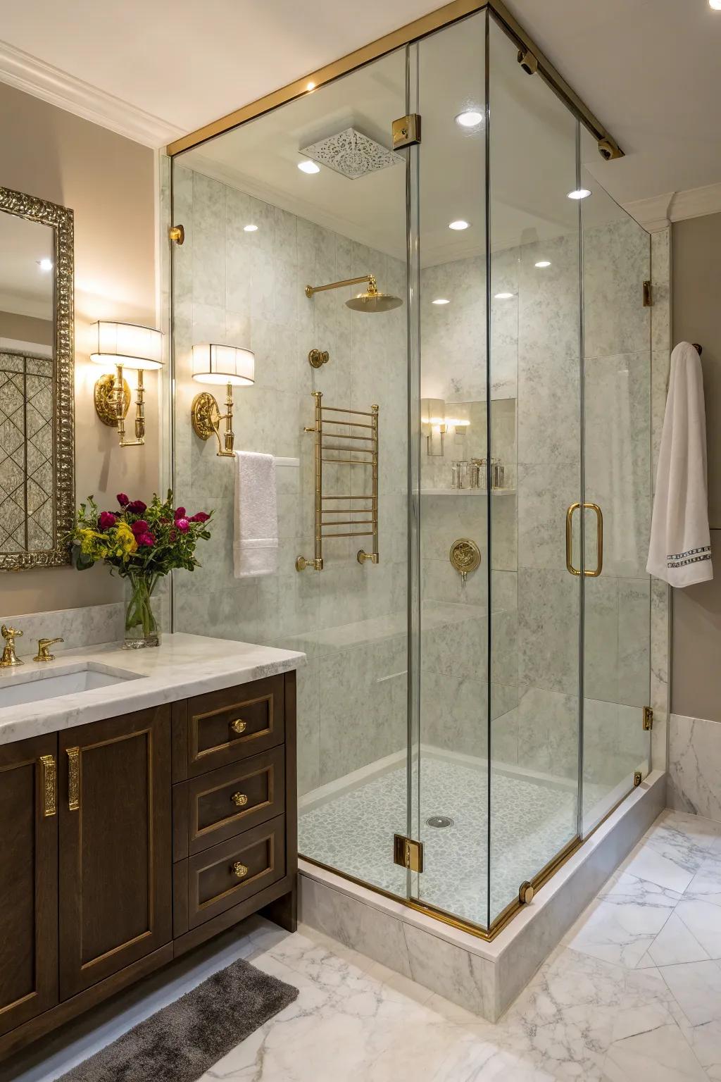 Statement fixtures add elegance and individuality to bathroom designs.