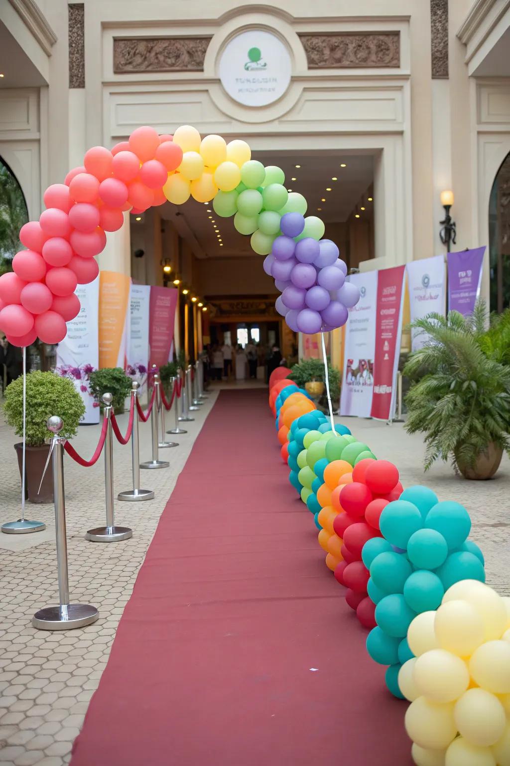 A balloon pathway leads guests to the grand opening.