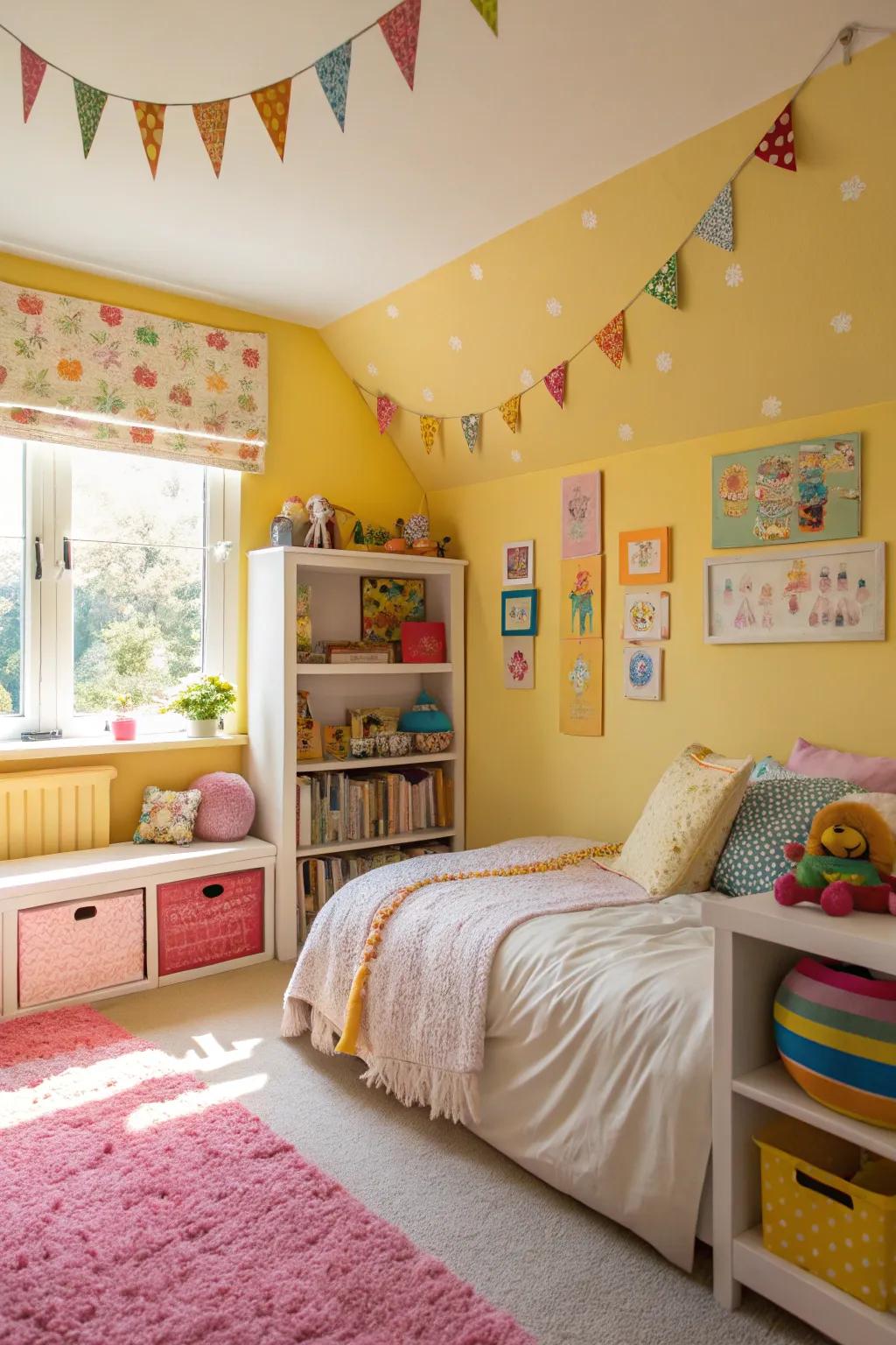 Sunny yellow walls bringing warmth and vitality.