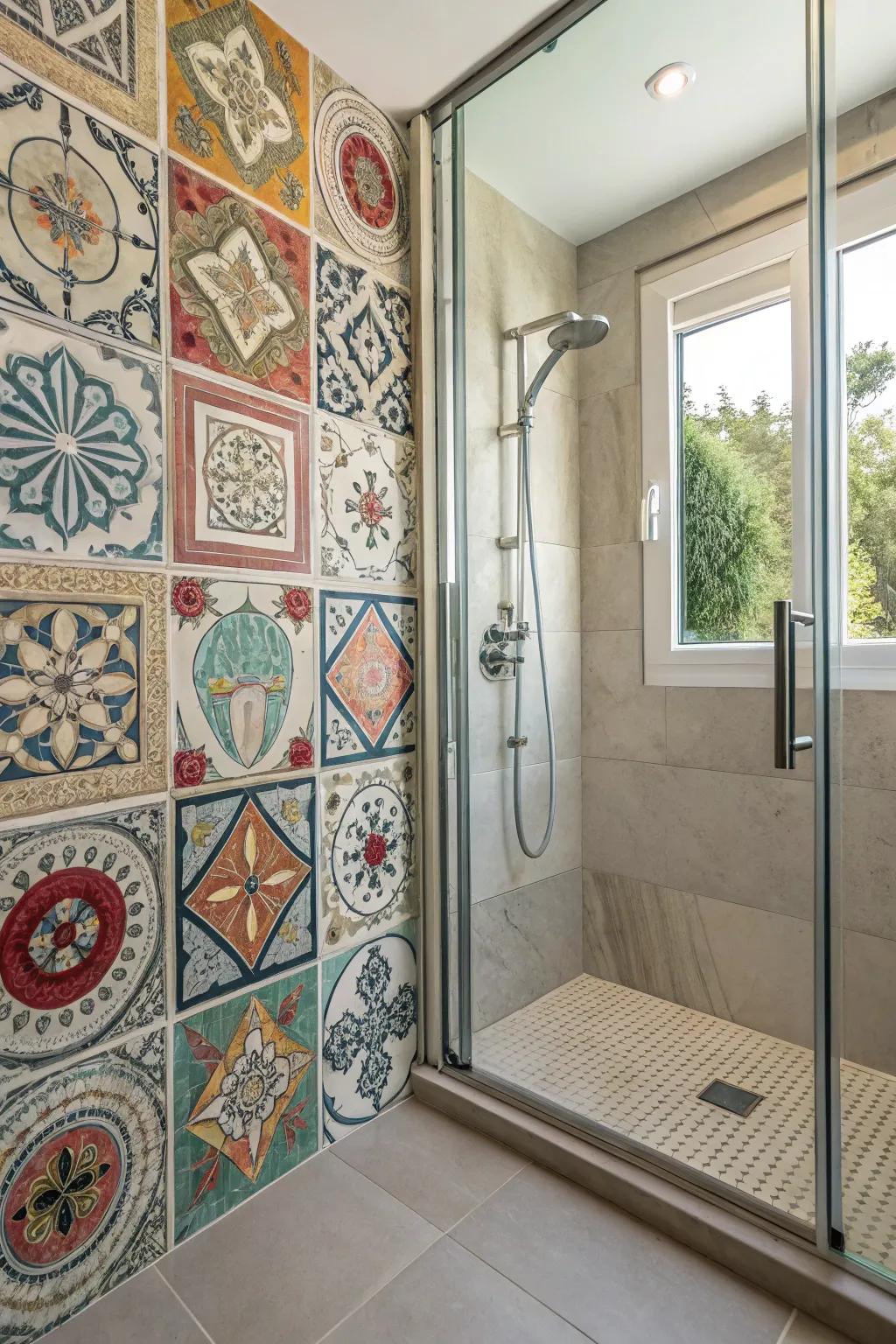 A shower featuring artisan crafted tiles for a unique, personal touch.