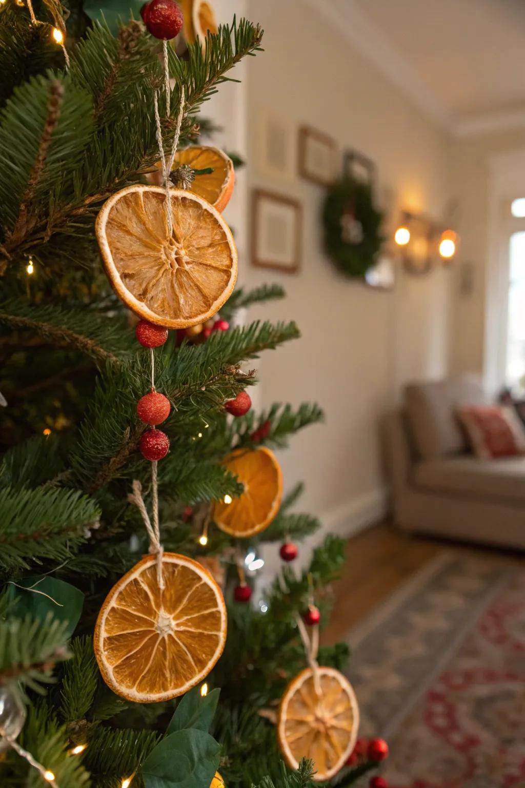 Shriveled citrus discs proffer a vibrant and perfumed holiday nuance.
