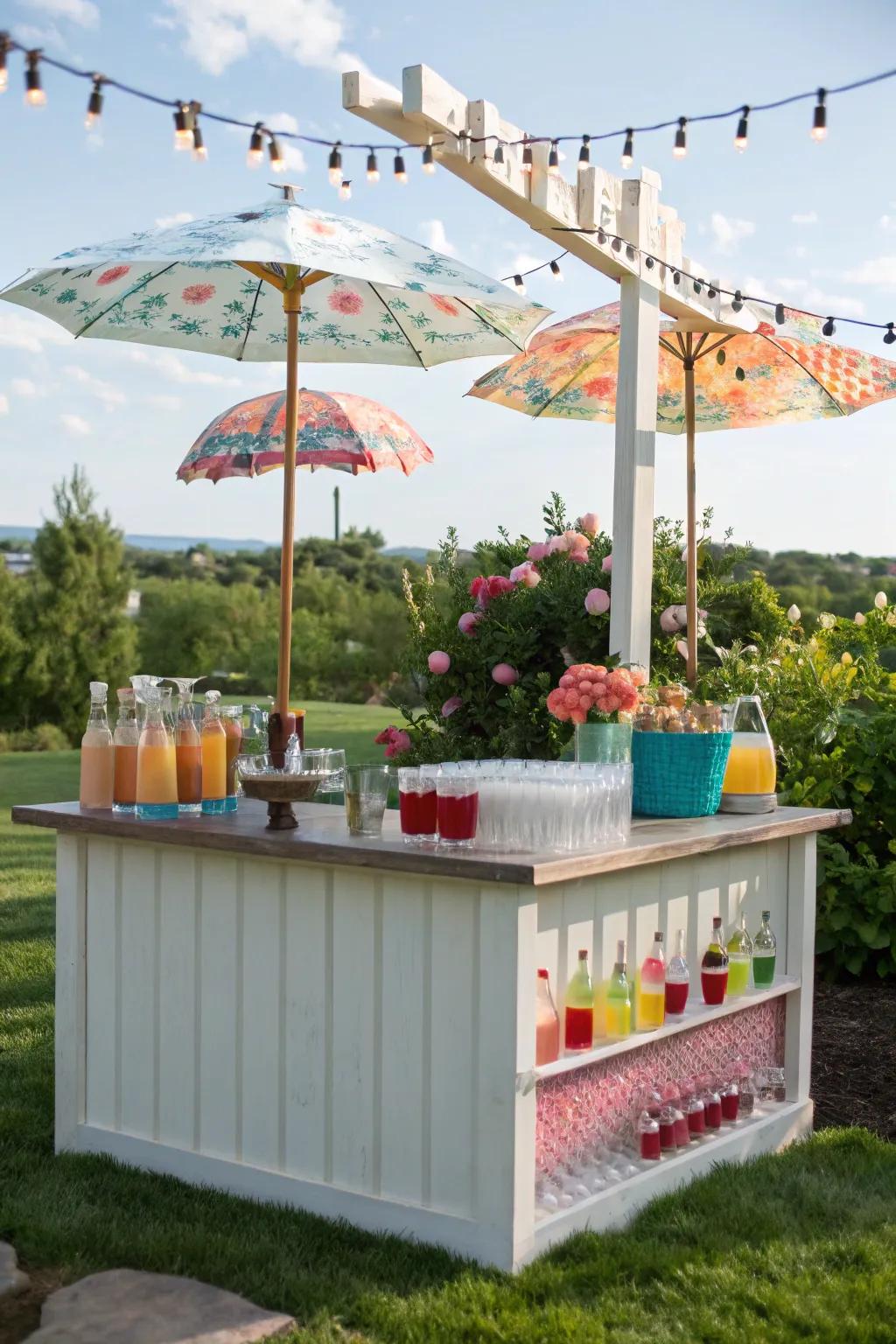 A DIY drink bar adds a fun and interactive element.