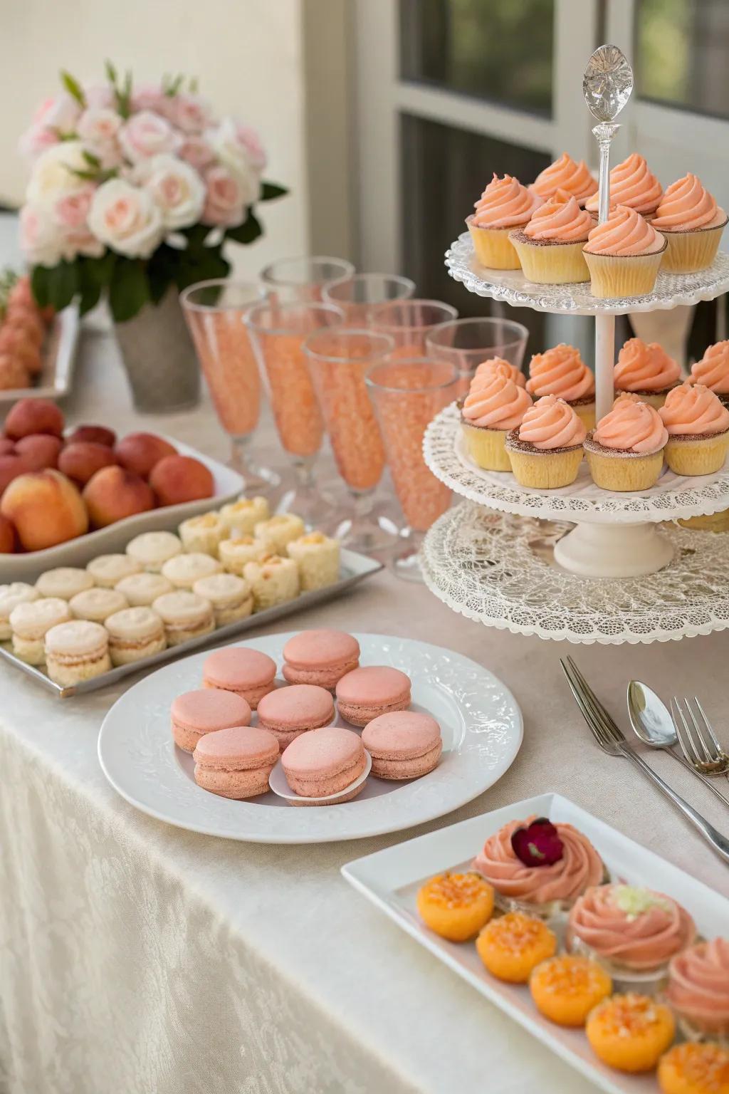 Delightful peach-themed treat display to wow your guests.