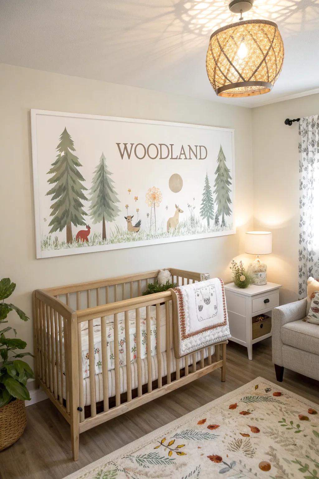 A timberland name sign birthing a calming day-care atmosphere.