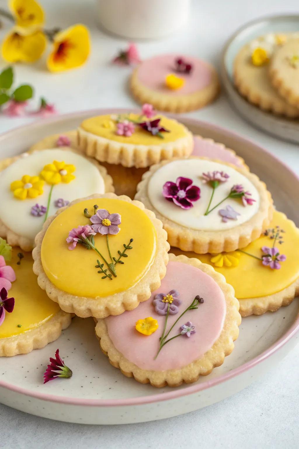 Pastel lemon cookies offer a refreshing and colorful treat.