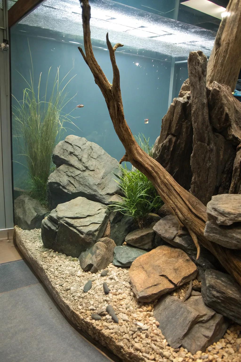 An earthy fusion of slate and driftwood.