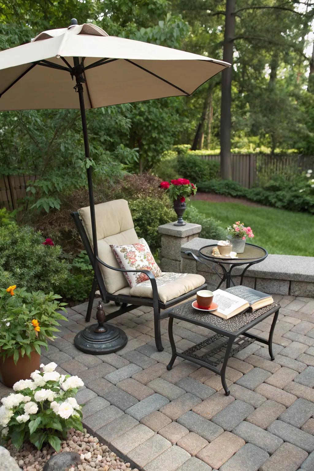 A serene reading recess on a compact patio.