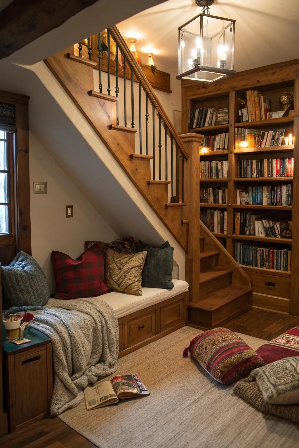 Transform unused space into a cozy reading nook.