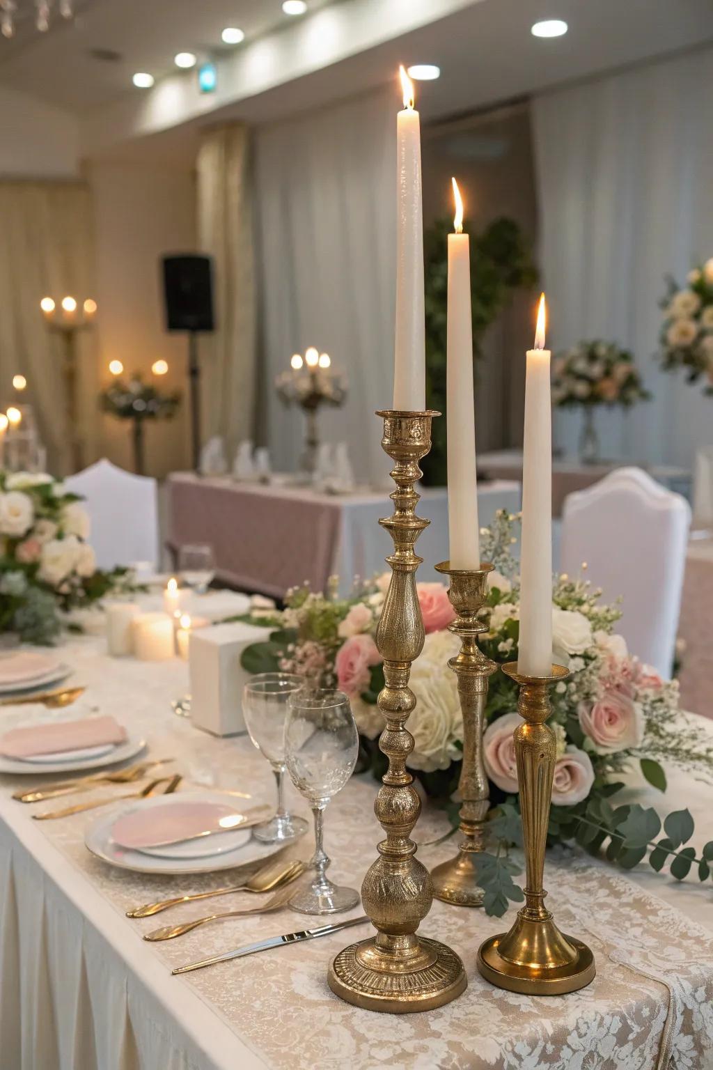 Conical wax candles infuse elevation and sophistication into the table.
