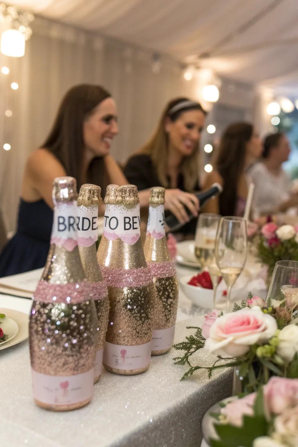 Personalized champagne bottles introduce an intimate and special touch.