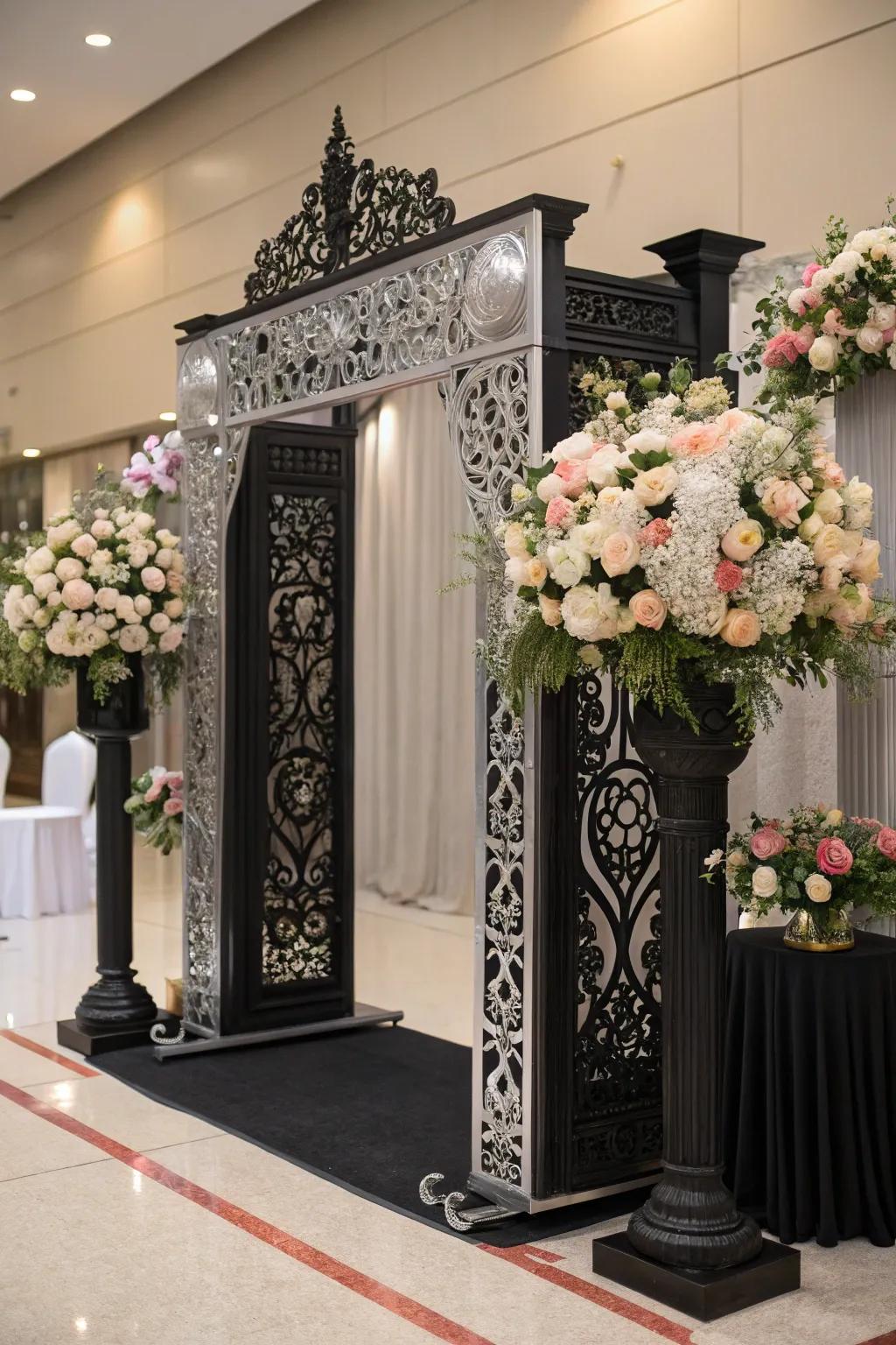 Eye-catching gateway design in ebony and argent.