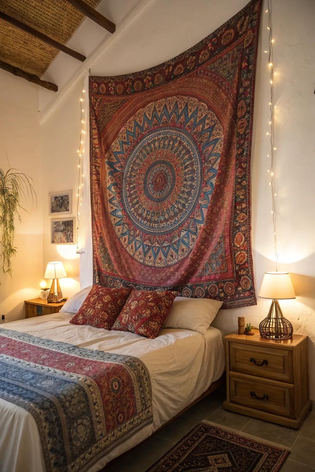 Infuse warmth through a suspended tapestry.