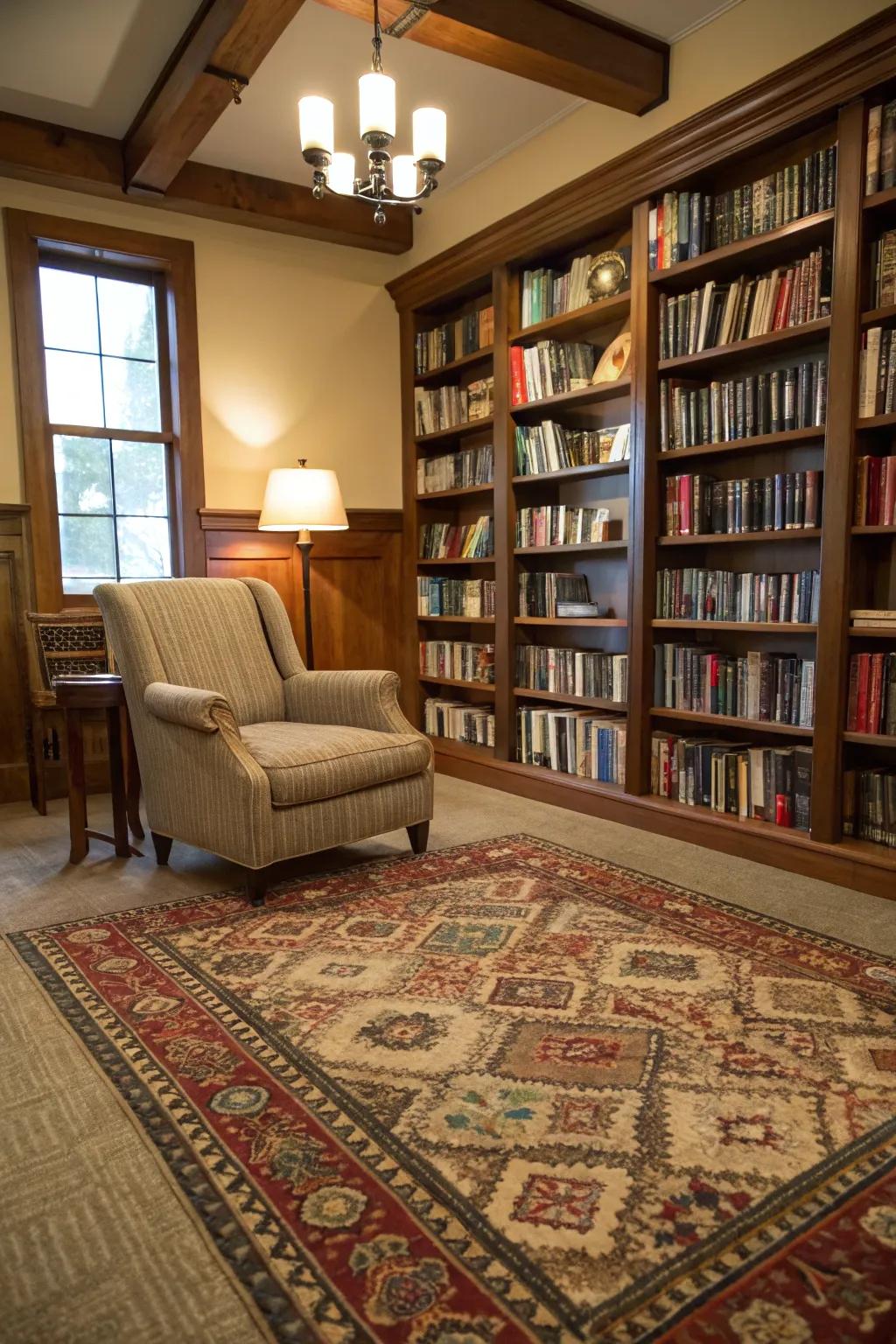 A plush rug enhancing comfort and style.