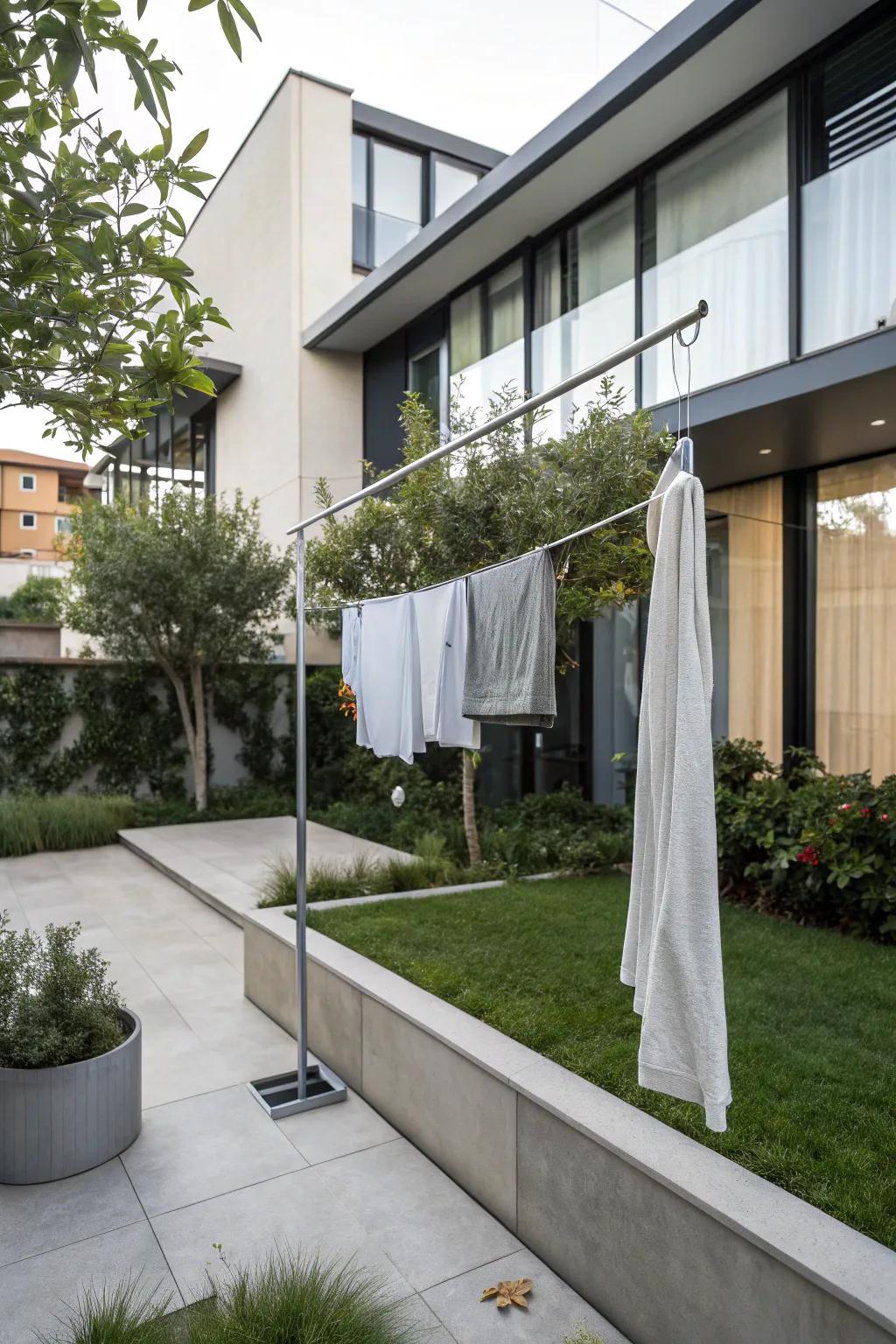 Simplicity at its best: a modern minimalist clothesline.