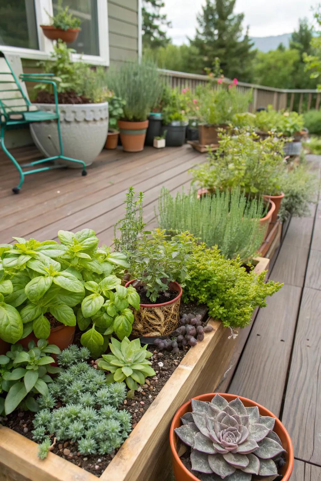 Enhance with pairings of decorative plants.