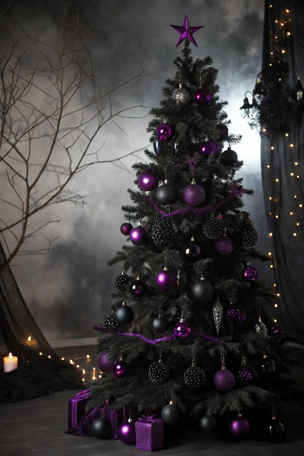 An ebony tree showcasing a dramatic gothic theme.