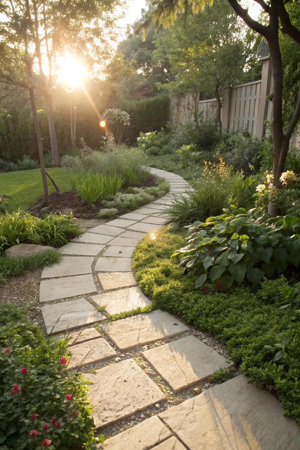 Light materials brighten and enlarge garden spaces.