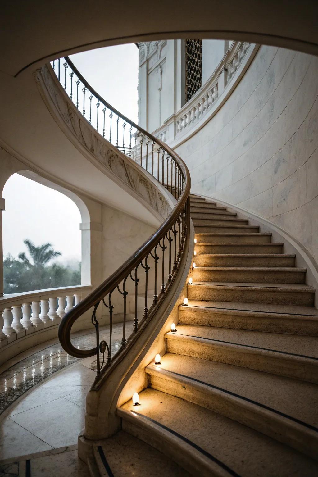 Curved lines can add elegance and flow to your staircase.